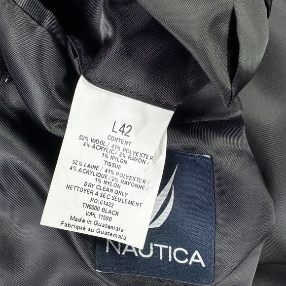 Nautica Mens Classic Fit Double-Breasted Wool Overcoat Black 42L - Picture 5 of 5